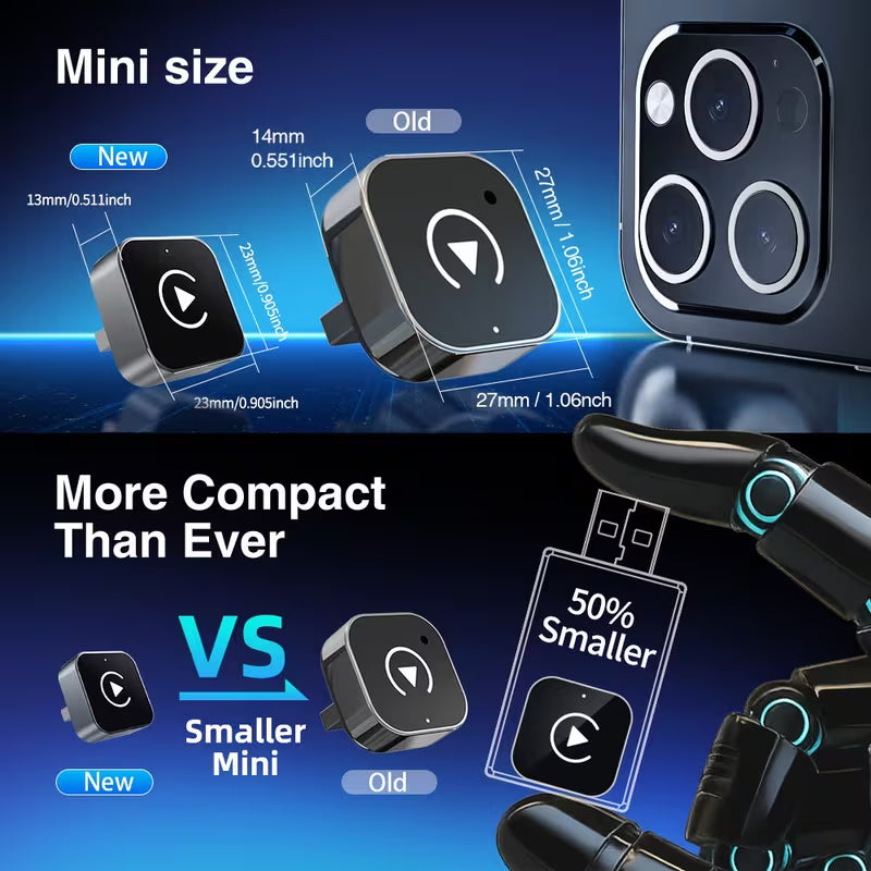 Adapter Wireless CarPlay 2025 - USB & USB-C, iPhone & Android